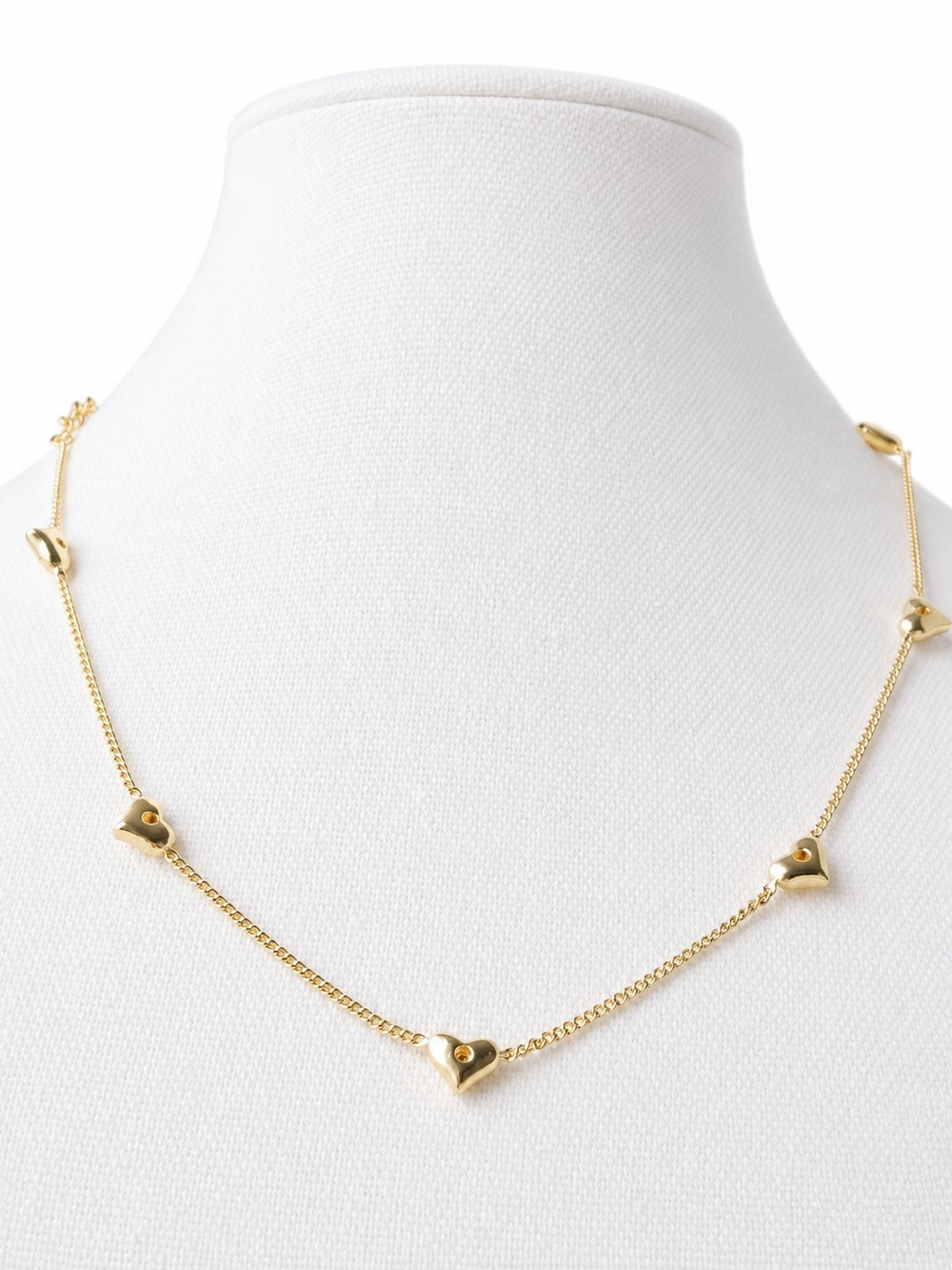 Gold Heart Station Necklace - Women Jewelry